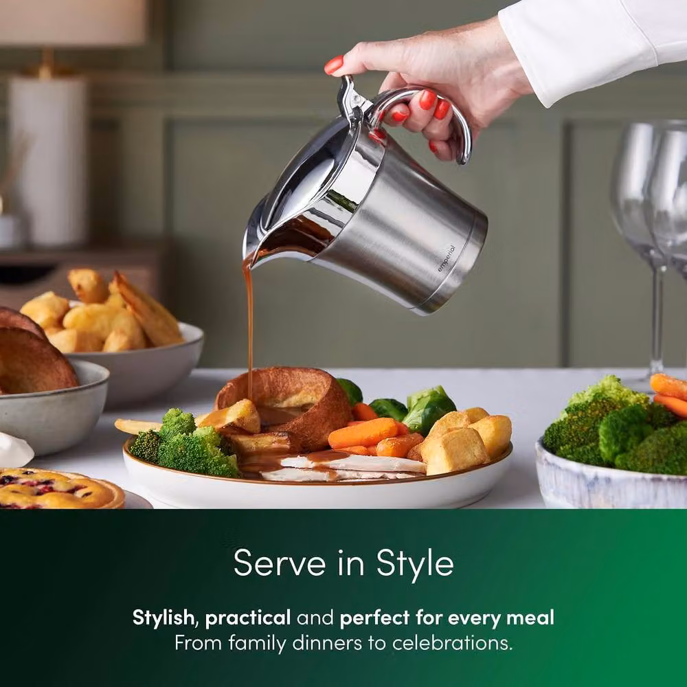 Emperial Silver Stainless Steel Double Insulated Gravy Boat with Lid, 500ml – 2