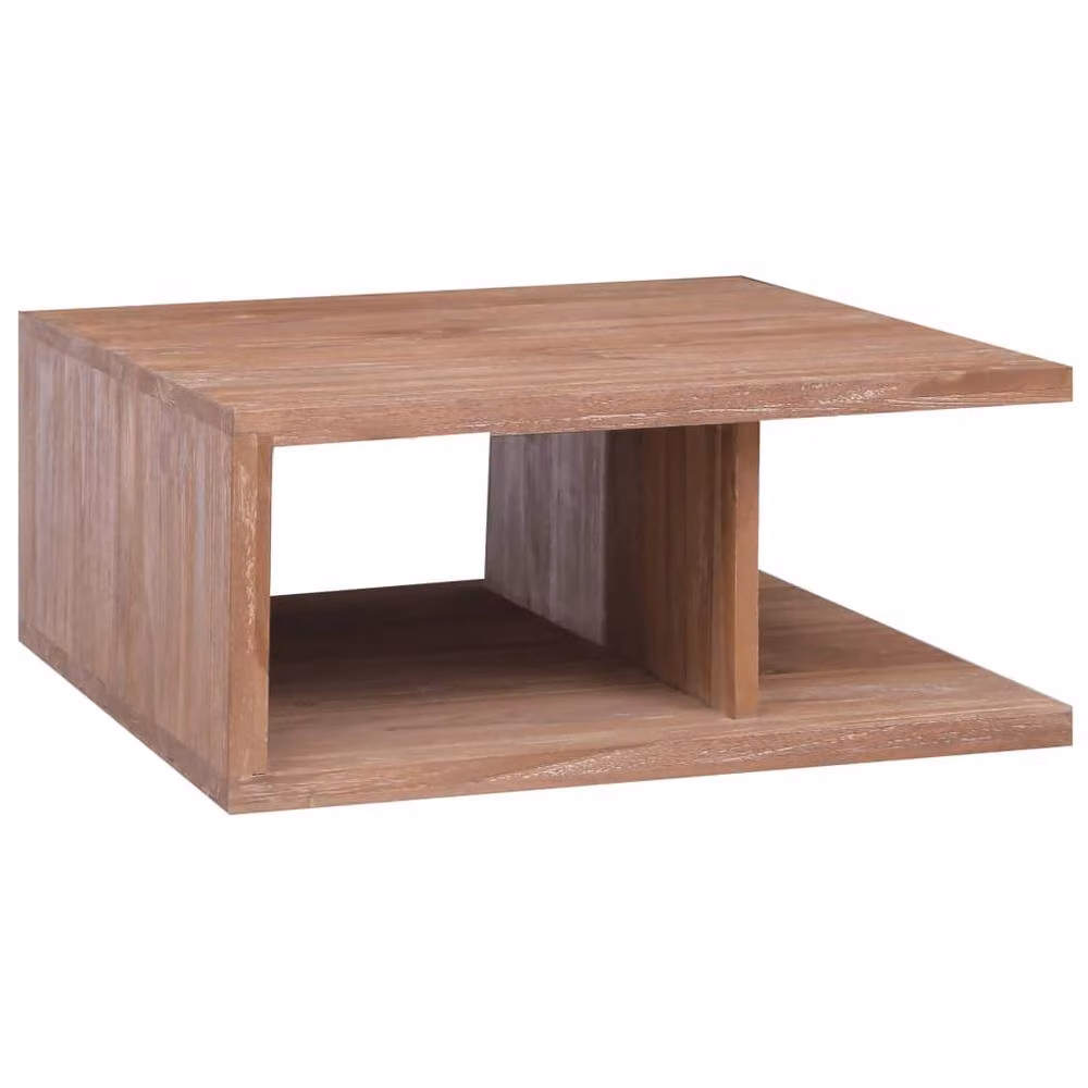 Berkfield Home Solid Teak Wood Coffee Table in Brown, W/D/H: 70 x 70 x 30 cm – 2