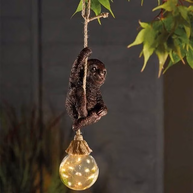 Garden Mile Solar LED Swinging Sloth Garden Ornament in Bronze Effect
