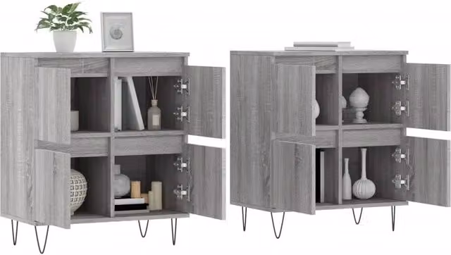 Berkfield Home Set of 2 Modern Grey Sonoma Sideboards, W/D/H: 120 x 35 x 70 cm – 1