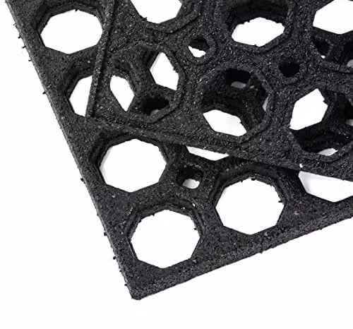 Nicoman Black Rubber Ring Outdoor Door Mat, W/D/H: 60 x 40 x 1.3 cm – 4
