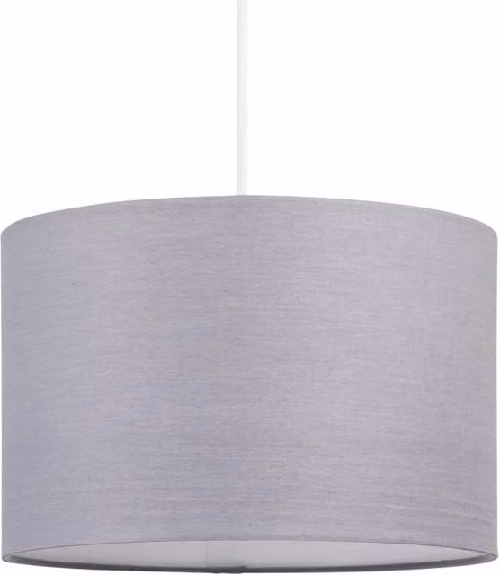 First Choice Lighting Grey Fabric Cylinder Ceiling Lamp Shade, Diameter: 25 cm