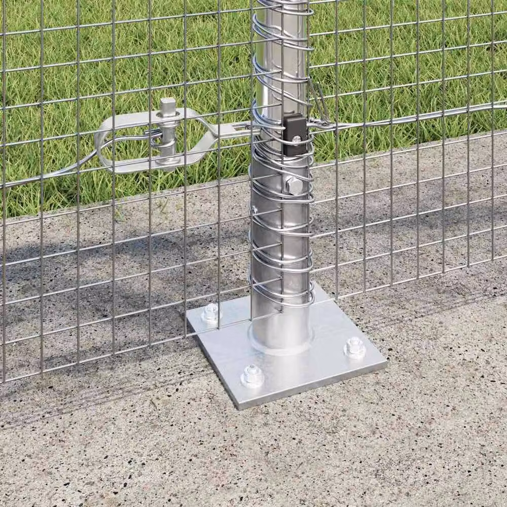 Berkfield Home Set of 2 Round Galvanised Steel Fence Posts in Silver, H: 1 m, W: 25 cm – 2