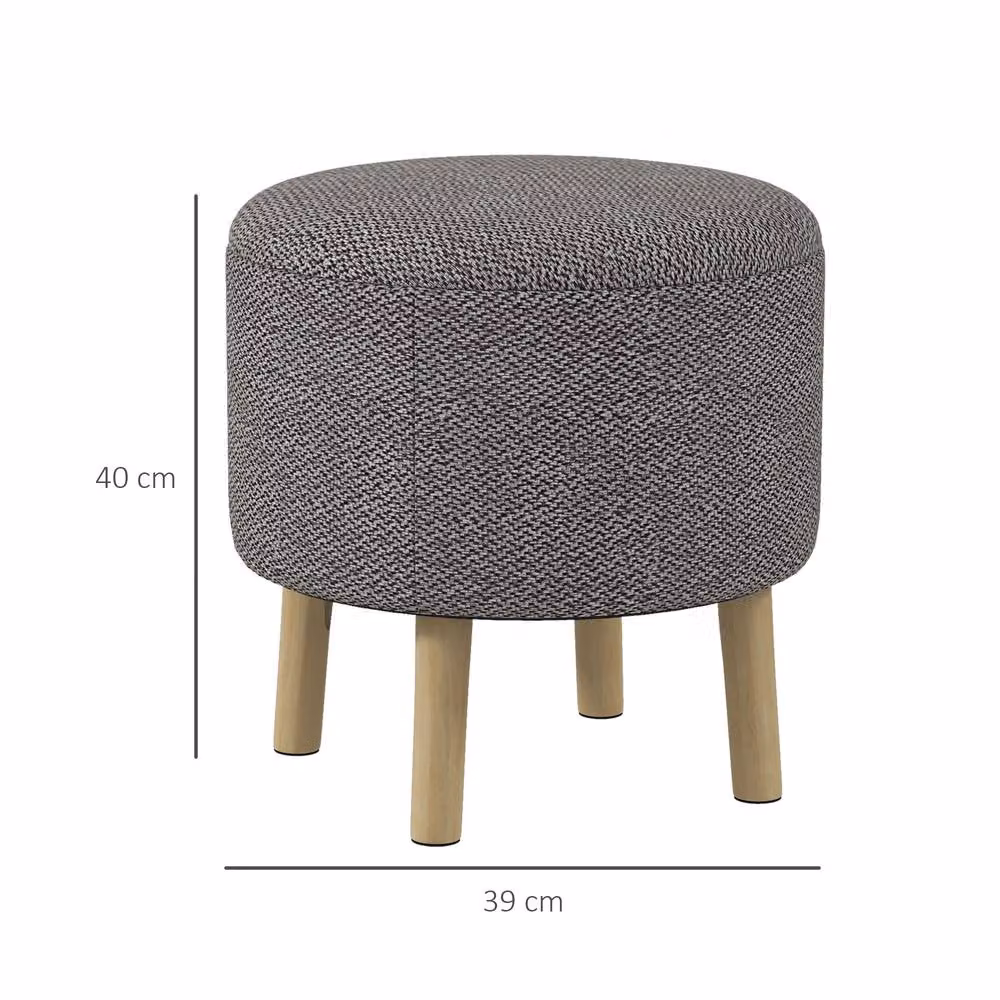 STILVORA Grey Fabric Storage Ottoman Stool with Hidden Storage and Oak Wood Frame – 2