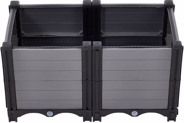 Living and Home Grey Elevated Plastic Raised Planting Boxes for Vegetable, Herb or Ornamental Gardens