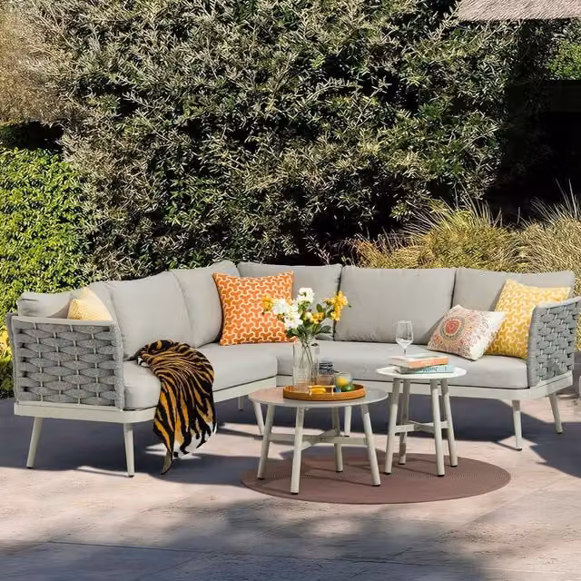 Chilli Seating Larissa 7 Seater Modern Corner Set in Grey