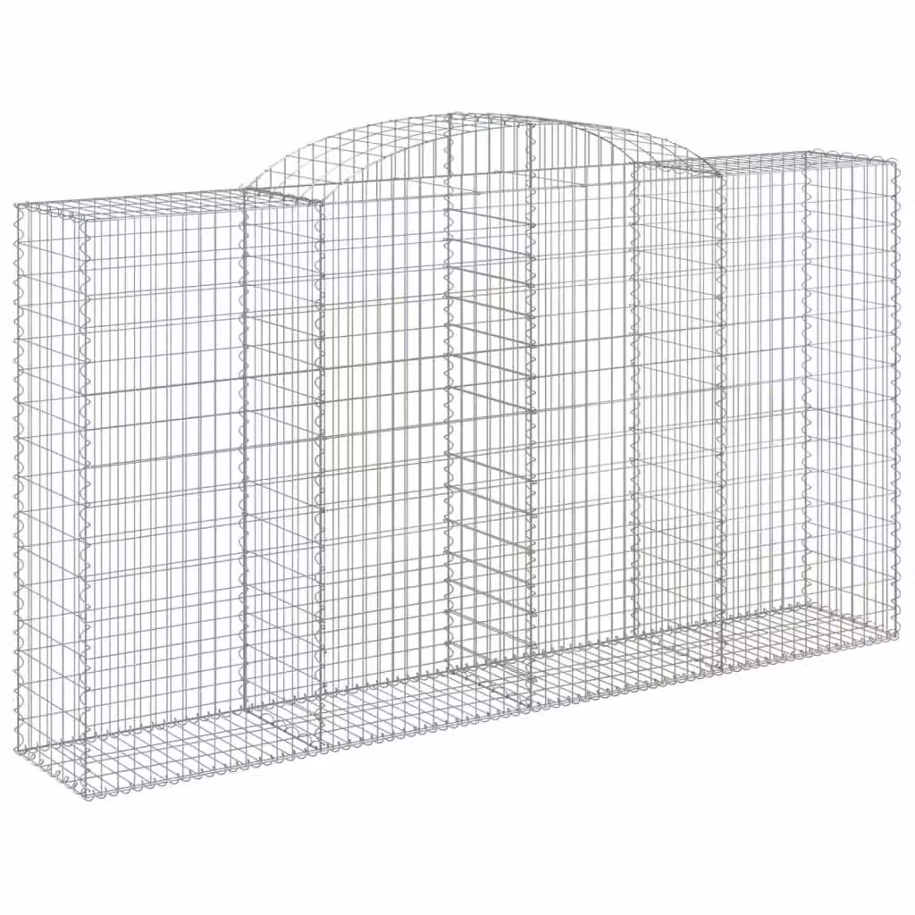 Berkfield Home Arched Gabion Basket in Silver Galvanised Steel, W: 300 cm, D: 50 cm, H: 160-180 cm – 2