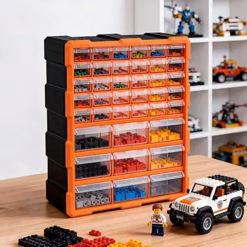 Simpa 39 Drawer Plastic DIY Tool and Hardware Storage Organiser Cabinet, Black, H 47.5 cm x W 38 cm x D 16 cm – 10