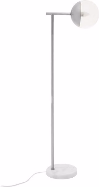 Orsina Chrome Metal Floor Lamp with Transparent Glass Sphere in Silver