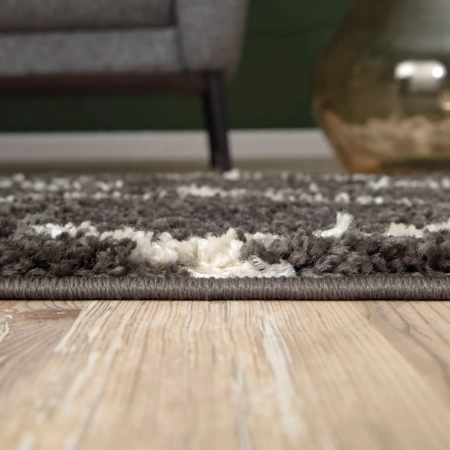 THE RUGS Moroccan Soft High Pile Shaggy Trellis Rug in Dark Grey, W/D/H: 60 x 110 cm – 4
