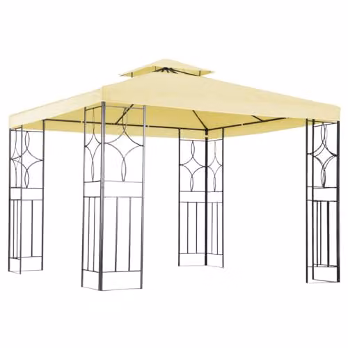 Charles Bentley Luxury Steel Art Outdoor Gazebo in Beige, W/D/H: 300 x 300 x 260 cm