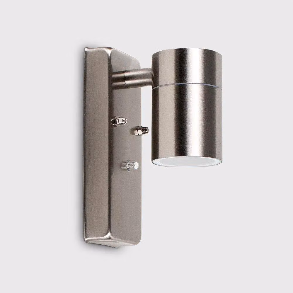 ValueLights Barrow Silver Stainless Steel Dusk to Dawn Sensor Outdoor Wall Light with Cool White LED Bulb IP44 – 2