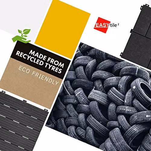 Nicoman Cosmo Interlocking Garden Decking Tiles in Grey, 10 Pack, W/D: 30 x 30 cm – 5
