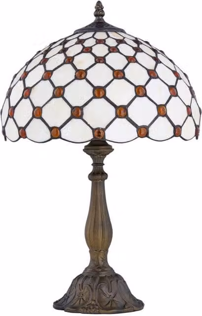 First Choice Lighting Nicolson Natural Tiffany Jewel Table Lamp in Bronze, Height: 47 cm – 1