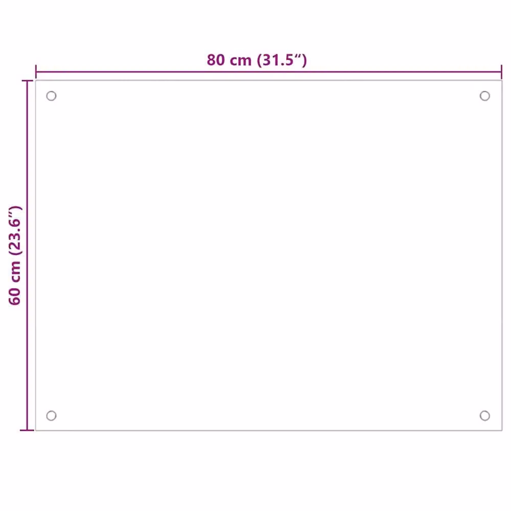 Berkfield Kitchen Backsplash 2 Pack of Transparent Tempered Glass, W: 80 cm, H: 60 cm – 2