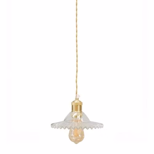 ValueLights Lucrezia Gold Brushed Hanging Ceiling Pendant Light with Transparent Glass Lampshade and LED Bulb, Shade Width: 21.5 cm