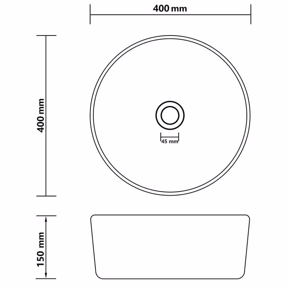 Berkfield Home Luxury Round Ceramic Wash Basin in Matt Dark Grey, W/D/H: 40 x 40 x 15 cm – 4