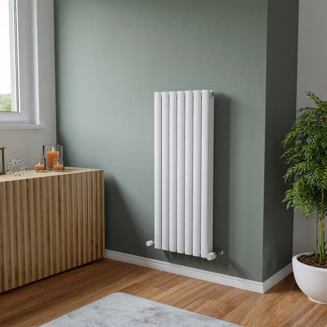 Agadon Neo Duplex Oval Tube Designer Radiator in White, H: 180 cm, W: 29.4 cm, D: 2.94 cm