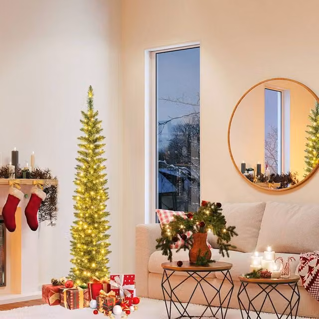 Costway 5 FT Pre-lit Artificial Christmas Tree with 296 Branch Tips in Green