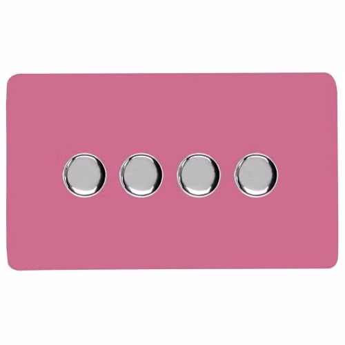 Trendi Switch 4 Gang 1 or 2 Way 150w Rotary LED Dimmer Light Switch in Pink – 1