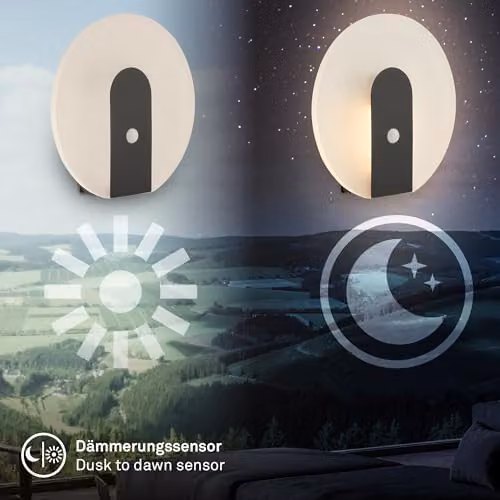 Briloner Sticklights Rechargeable LED Wall Light with Motion and Dusk Sensor, Black, W/D/H: 15.0 x 3.7 x 14.7 cm – 8