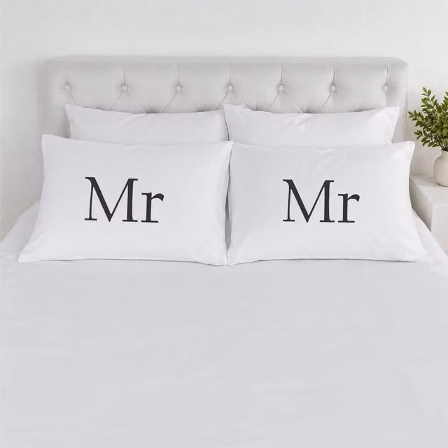 60 Second Makeover Mr & Mr Cotton Pillowcases in White and Black