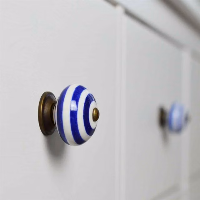 Nicola Spring Blue Ceramic Cupboard and Drawer Knobs, Pack of 24 – 1