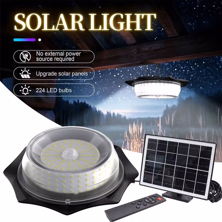 FLAVORA 5 Modes LED Solar Powered Black Pendant Hanging Garden Light