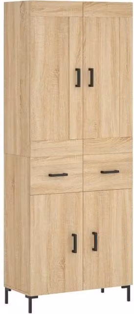 Berkfield Home Sonoma Oak Highboard in Light Tan, W/D/H: 69.5 x 34 x 180 cm