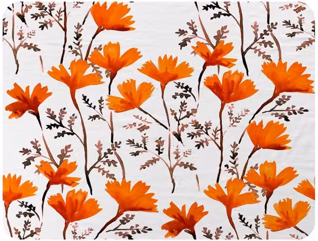 Benjamin Tate Design Flowers In Autumn Colours Fleece Blanket in Orange, Sand and Multicolour, W/D/H: 120 x 150 cm – 2