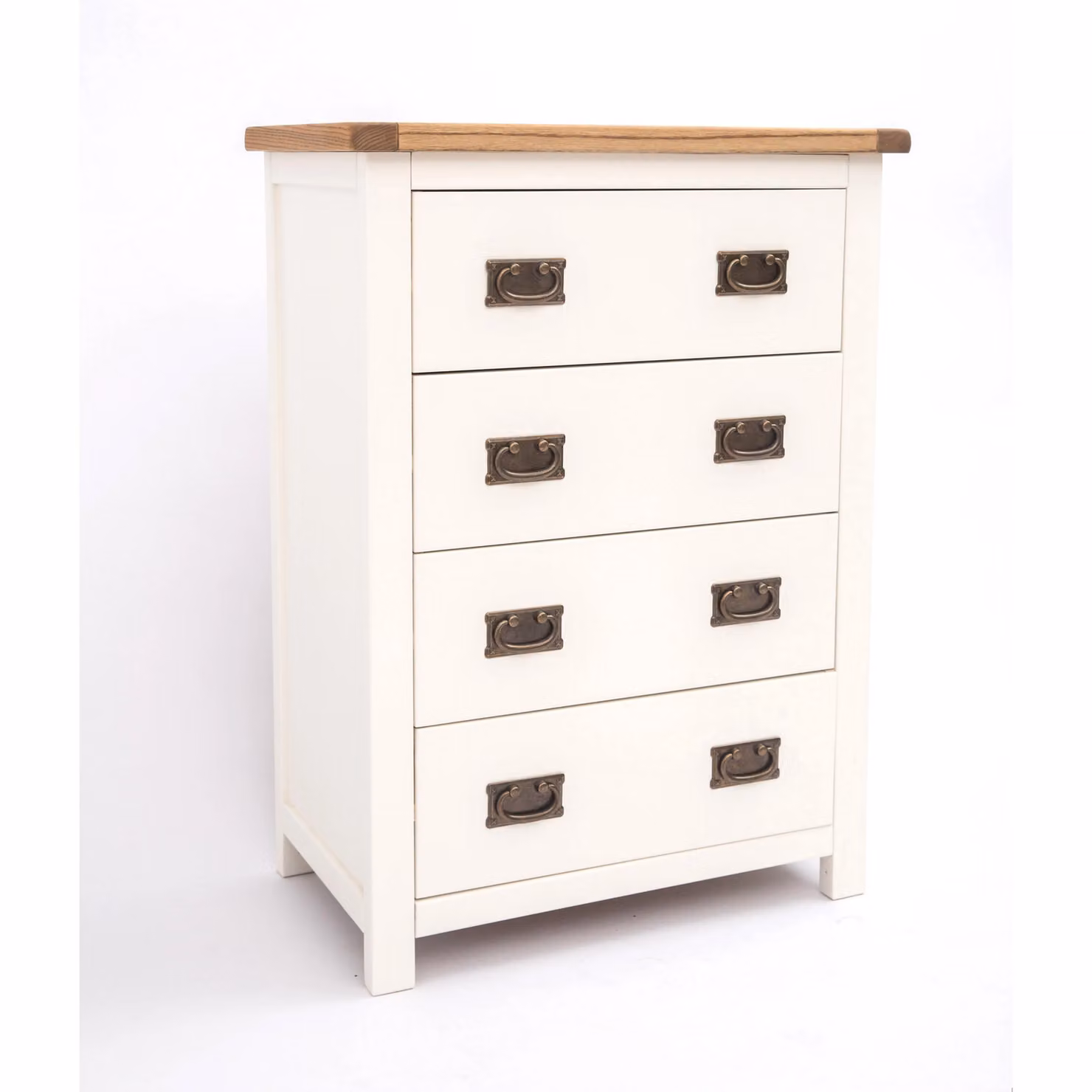 Cabinet Bits Lovere 4 Drawer Chest of Drawers in White with Antique Brass Drop Handles – 2