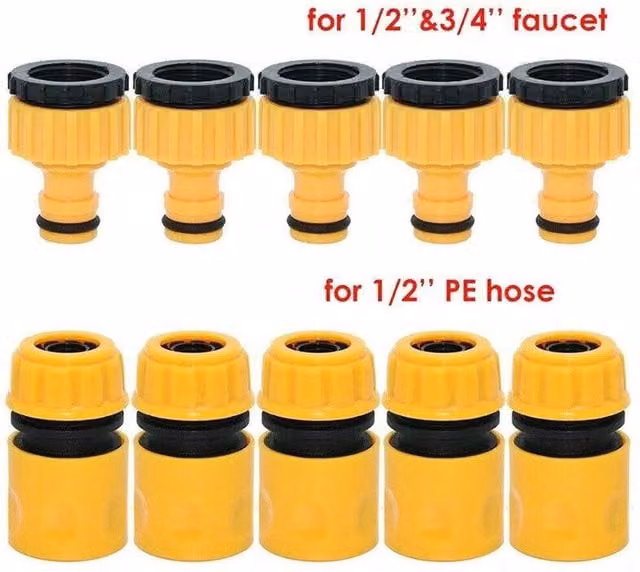 SPETLEK 10-Piece Garden Hose Tap Connector Set in Yellow – 1