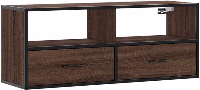 Berkfield Home Industrial TV Cabinet in Brown Oak, W/D/H: 100 x 31 x 39.5 cm – 1
