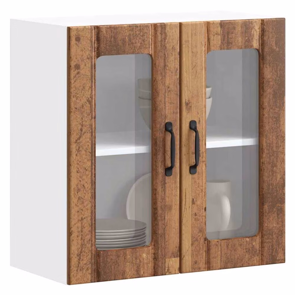 Berkfield Home Lucca Kitchen Wall Cabinet with Glass Door in Brown, W/D/H: 60 x 31 x 60 cm – 2