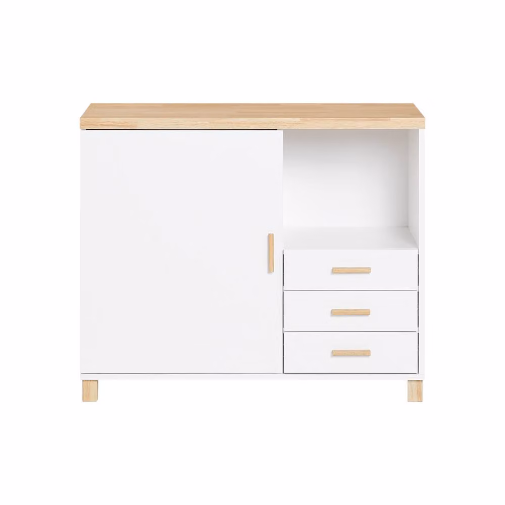 SoBuy Scandinavian Style Office Storage Cabinet with 3 Drawers and Open Shelf in Matt White – 2