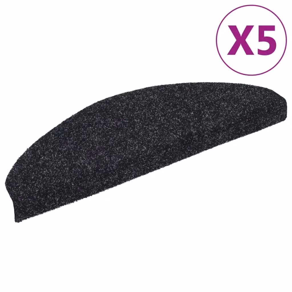 Berkfield Home Self-adhesive Stair Mats, 5 Pieces, Black, W/D/H: 65 x 21 x 4 cm – 2