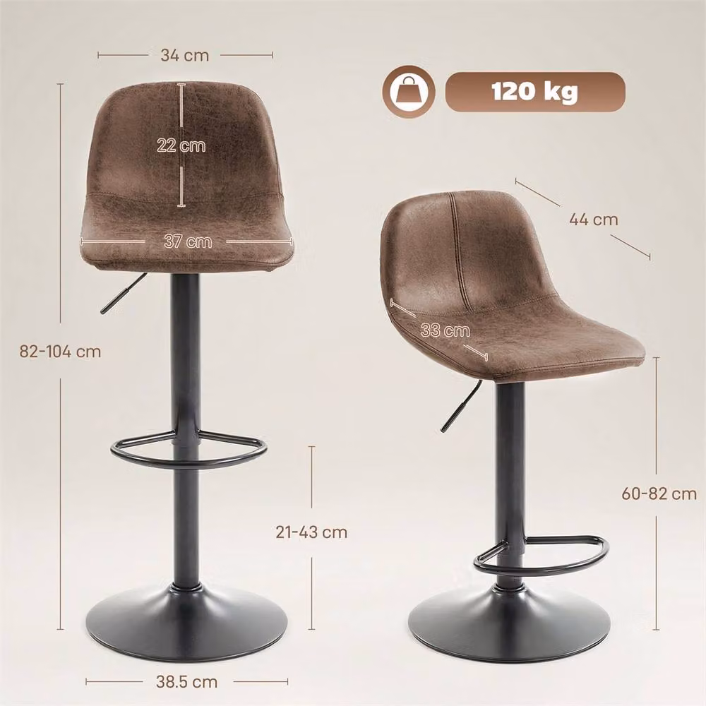 FORGEVIO Set of 2 Modern Swivel Bar Stools with Footrest in Brown – 2