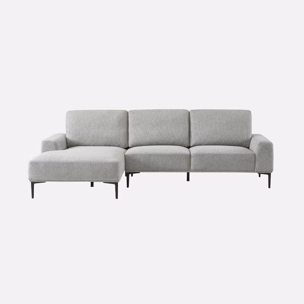 Sweekeek 3-Seater L-Shape Corner Sofa with Sleeping Function, Left-Facing, Grey Fabric and Metal Frame, W/D/H: 260 x 162.35 x 84 cm – 2