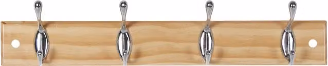 Decorails 4 Hook Pine Rail in Natural Wood and Brown