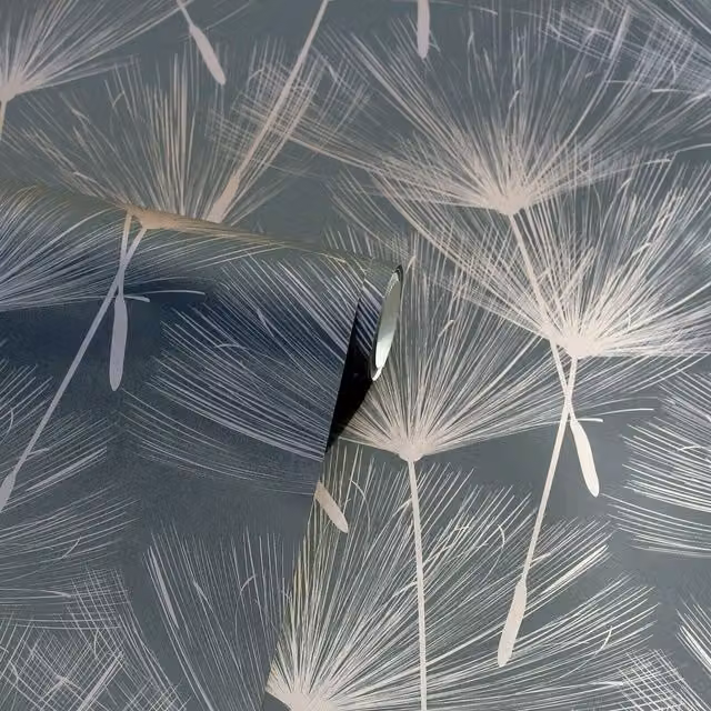 Arthouse Harmony Charcoal Metallic Rose Gold Dandelion Flower Wallpaper in Grey and Gold