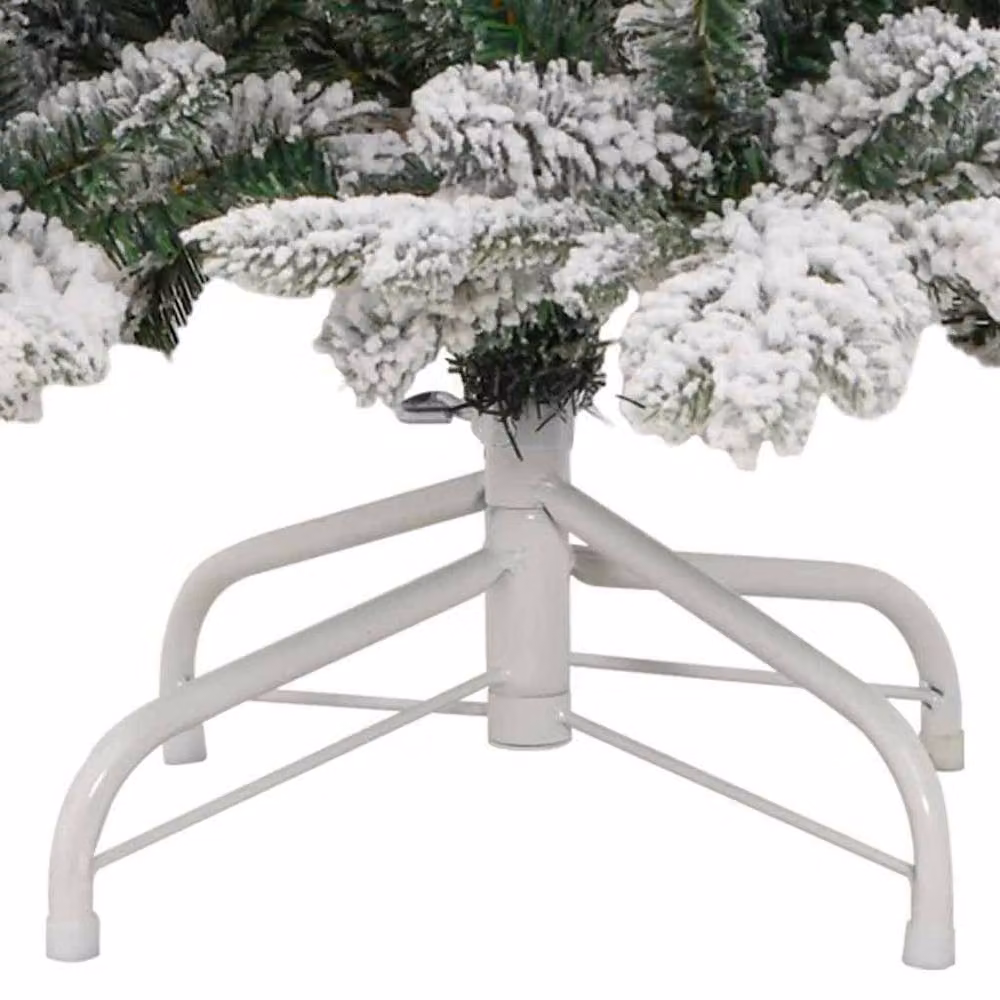 Berkfield Home Artificial Hinged Christmas Tree in White, Height: 210 cm – 3
