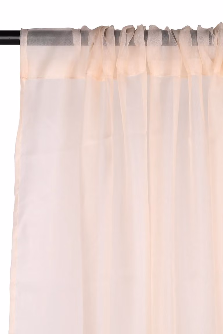 Neel Blue Semi-Transparent Voile Curtain Pair in Cream, 2 Polyester Panels, Width: 142 cm, Drop: 183 cm