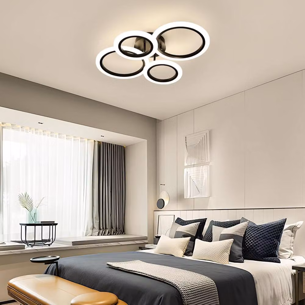 COMELY 32W Modern Black Ring Ceiling Light with APP Remote Control, Dimmable Memory Function and Timer – 5
