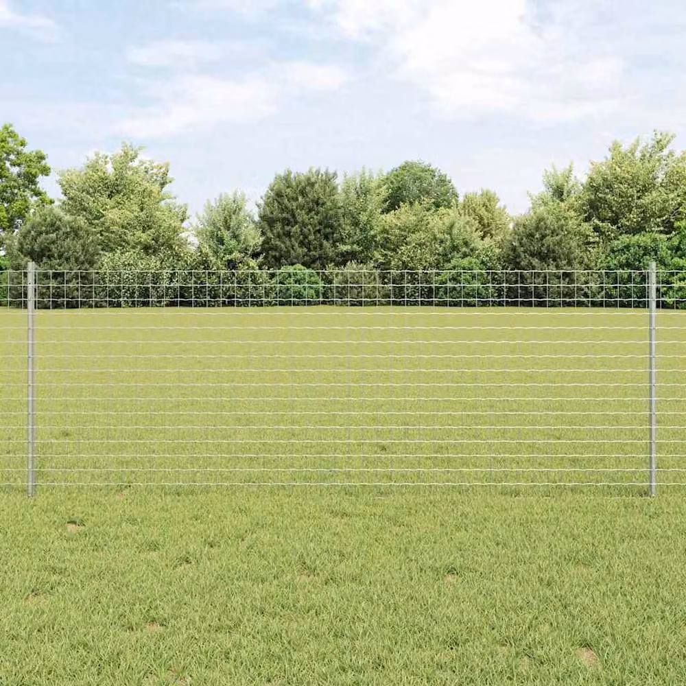 Berkfield Home Euro Fence with 5 U Posts, Silver Galvanised Steel, W: 10 m, H: 0.8 m – 2