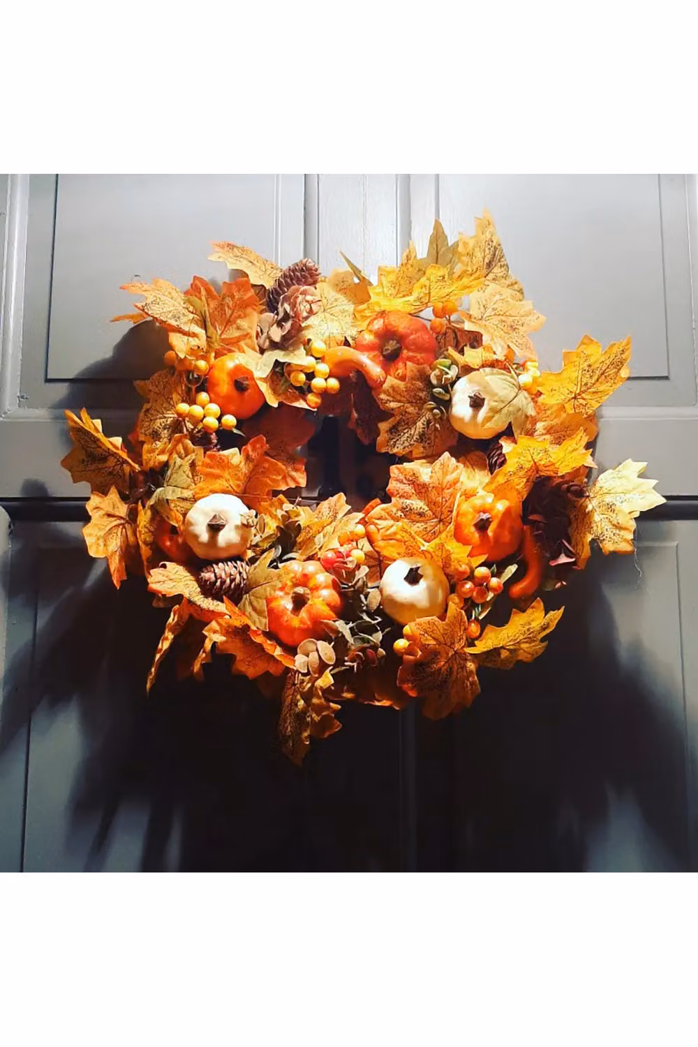Living and Home Orange Artificial Floral Wreath for Halloween and Autumn Decoration – 3