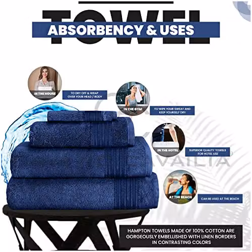 Gaveno Cavailia 4 Pack Extra Large Blue Cotton Bath Sheet Set, 450 GSM, Quick Drying and Fluffy – 3