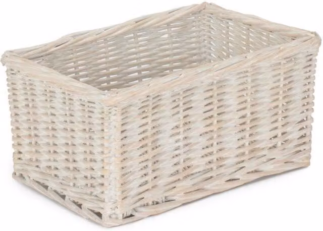 Red Hamper with White Wash Willow and Rattan Trays, Small