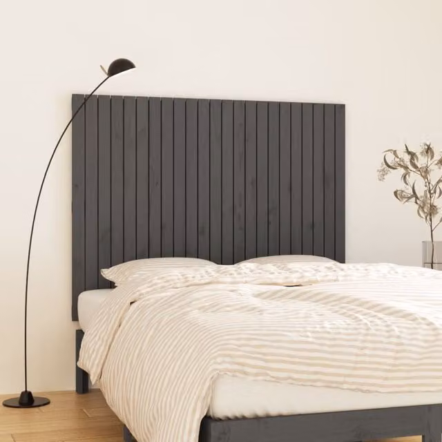 Berkfield Home Grey Rustic Solid Pine Wall Mount Headboard W: 146.5 cm, D: 3 cm, H: 110 cm