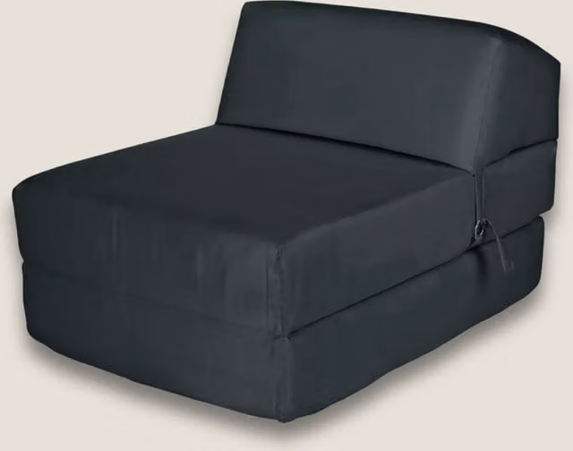 Kaikoo Black Single Folding Chairbed with Foam Upholstered Fabric Frame