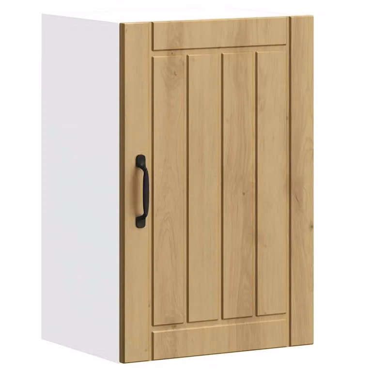 Berkfield Home Lucca Artisan Oak Kitchen Wall Cabinet in Brown with Glass Doors